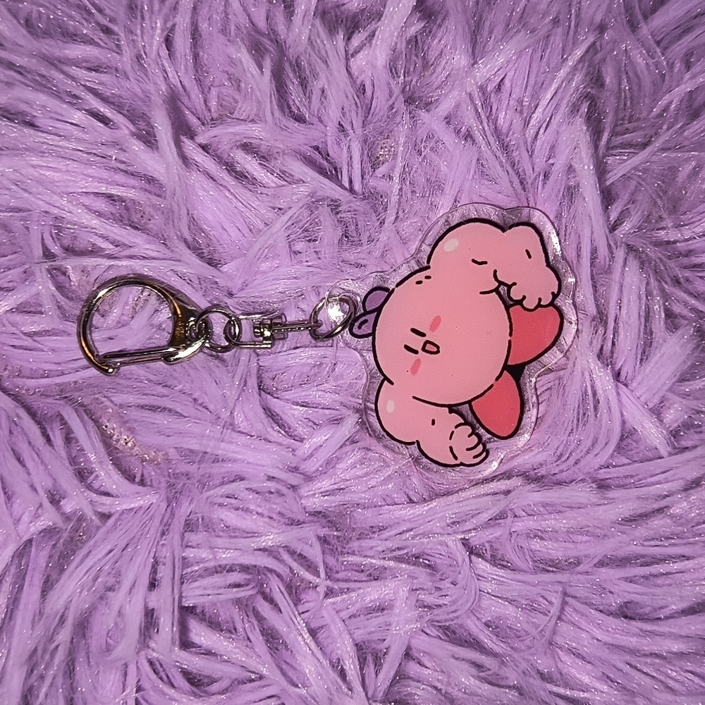 Cute Pink Cartoon Character Keychain hilarious buff Kirby Nintendo accessories - Picture 4 of 5